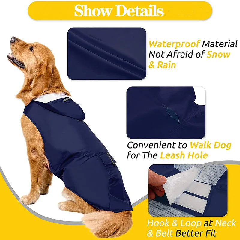 Dog Raincoat Waterproof Hoodie Jacket 